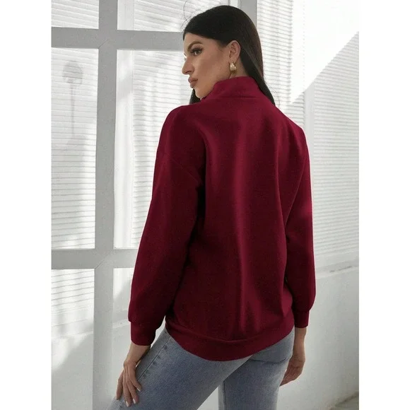 🌟 minimalist Half Zip Kangaroo Pocket Sweatshirt - Picture 2 of 11